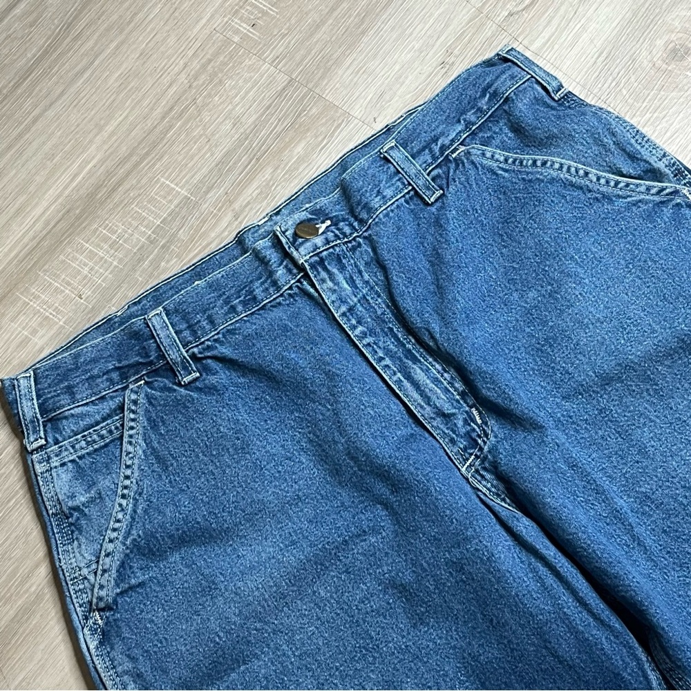 Men's Vintage Made in the USA Carhartt Dungaree Fit Carpenter Blue Jeans Sz‎ 36 - Picture 3 of 11